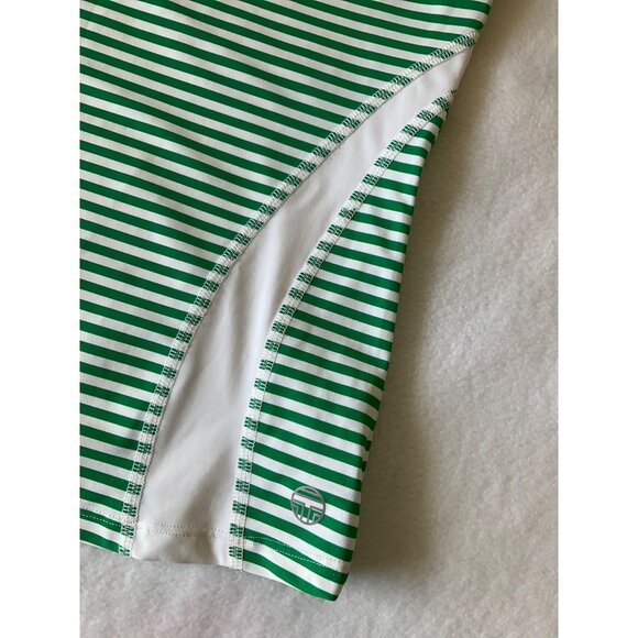 Tory Burch Medium Sport Rash Guard Swim Top Green and White Stripes - Picture 3 of 7